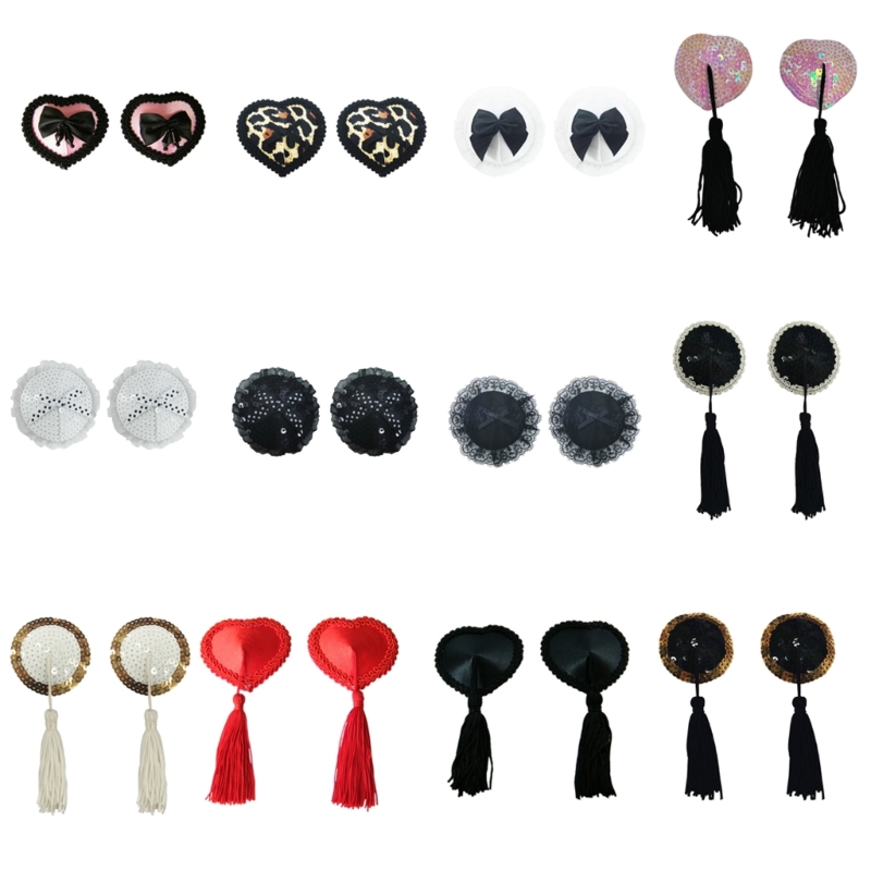 Nipple Cover Pasties - Women Sequins Tassels Pasties Bowknot Breast