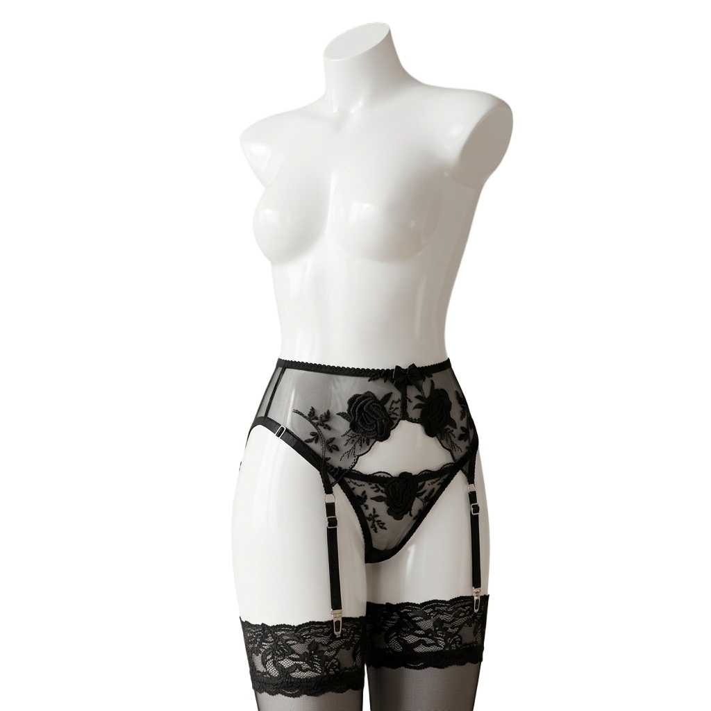 Women's  Embroidered Floral Ga - Garter Belt Set review and price
