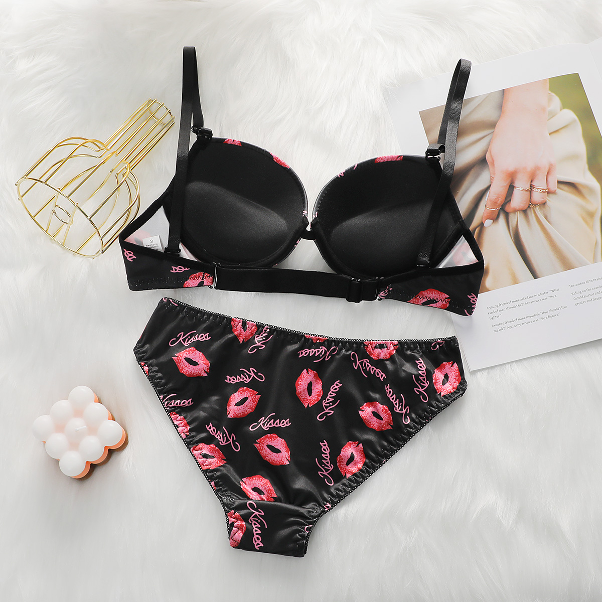 Women's sexy lip pattern linge - Push Up Bra Padded review and price