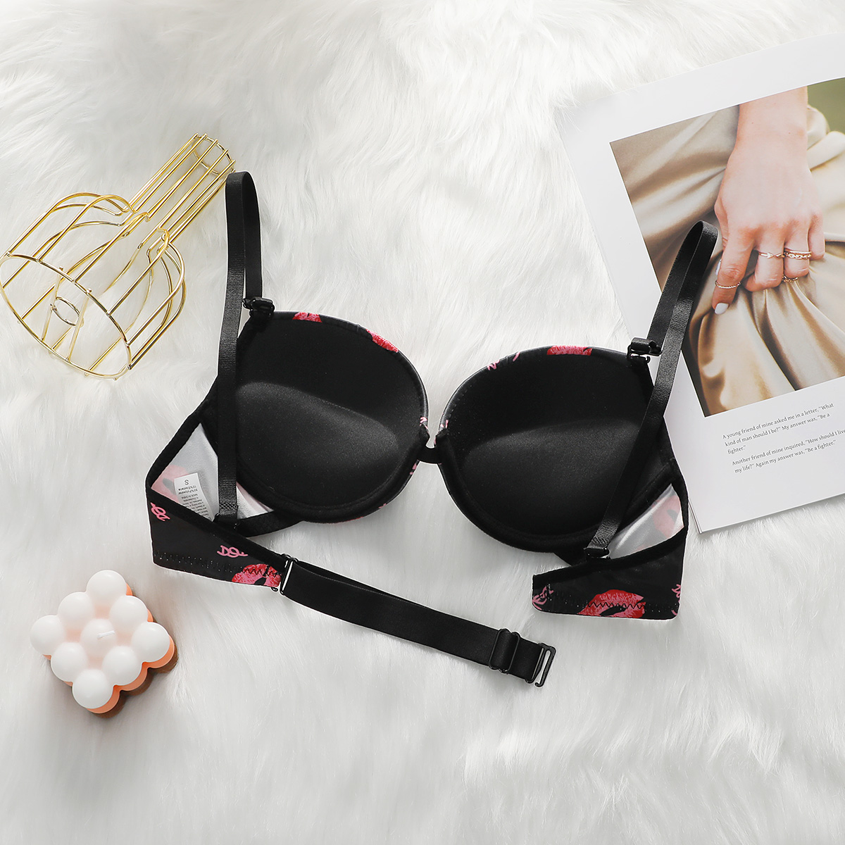 Women's sexy lip pattern linge - Push Up Bra Padded review and price