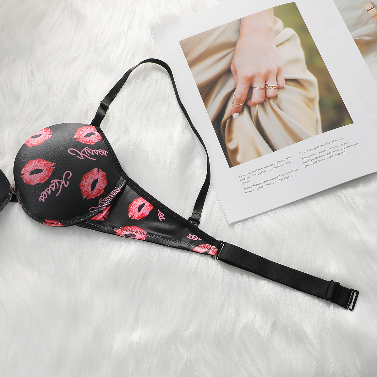 Women's sexy lip pattern linge - Push Up Bra Padded review and price